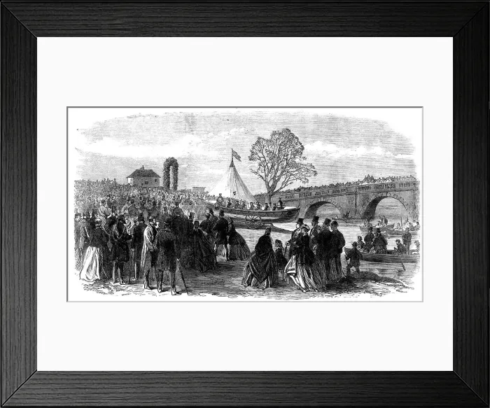 Framed Print : Lady Houghton naming the Pontefract and Goole Life-Boat, Ferrybridge, Knottingley, Yorkshire, 1865. Creator: Unknown Framed Print : Lady Houghton naming the Pontefract and Goole Life-Boat, Ferrybridge, Knottingley, Yorkshire, 1865. Creator: Unknown