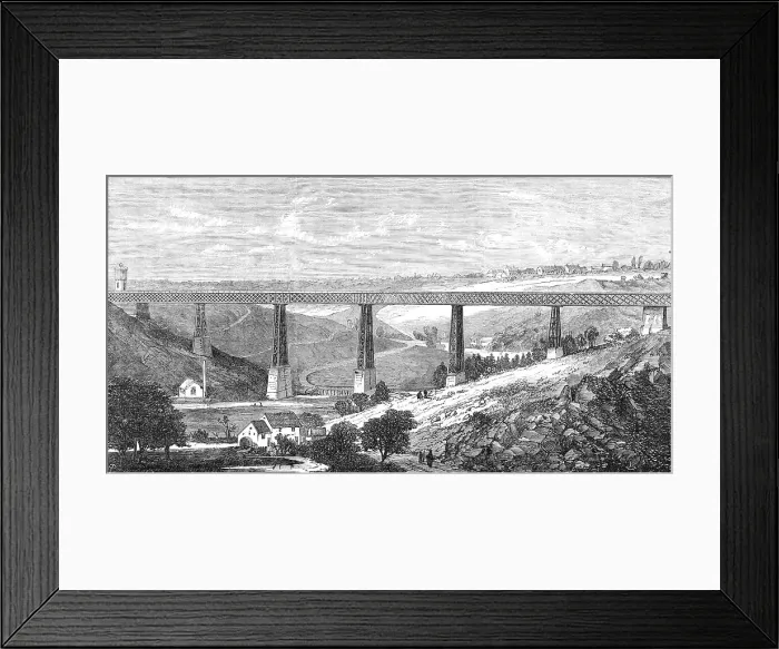 Framed Print : Lattice iron viaduct at the Ruisseau d'Alma, junction of the Montlucon and Limoges Railway, 1868. Creator: Unknown Framed Print : Lattice iron viaduct at the Ruisseau d'Alma, junction of the Montlucon and Limoges Railway, 1868. Creator: Unknown