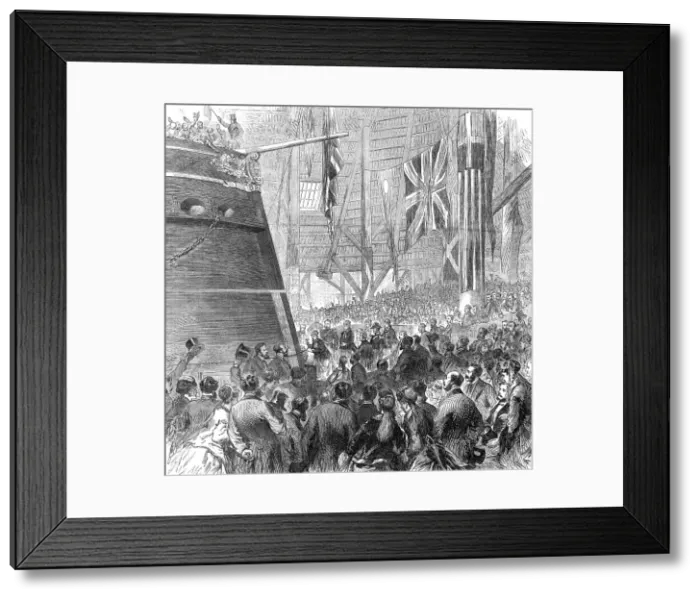 Framed Print : Launch of the screw-corvette Druid, Deptford Dockyard: Princess Louise releasing the dog-shore, 1869 Creator: A. H Framed Print : Launch of the screw-corvette Druid, Deptford Dockyard: Princess Louise releasing the dog-shore, 1869 Creator: A. H