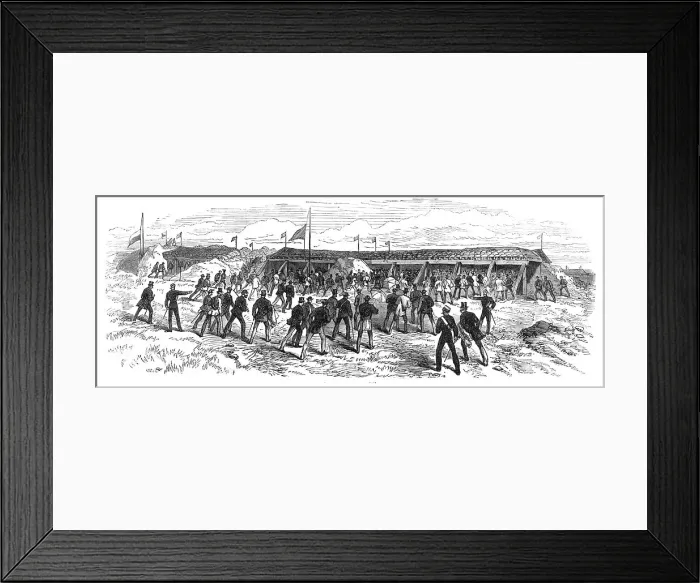 Framed Print : Experiments at Shoeburyness on the Plymouth Breakwater Target: the splinter-proofs, 1868. Creator: Unknown Framed Print : Experiments at Shoeburyness on the Plymouth Breakwater Target: the splinter-proofs, 1868. Creator: Unknown