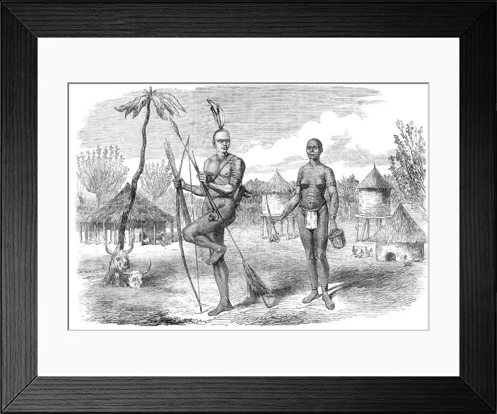 Framed Print : Mr. S. W. Baker's explorations in Central Africa: homestead of natives of Gondokoro, 1865. Creator: Unknown Framed Print : Mr. S. W. Baker's explorations in Central Africa: homestead of natives of Gondokoro, 1865. Creator: Unknown