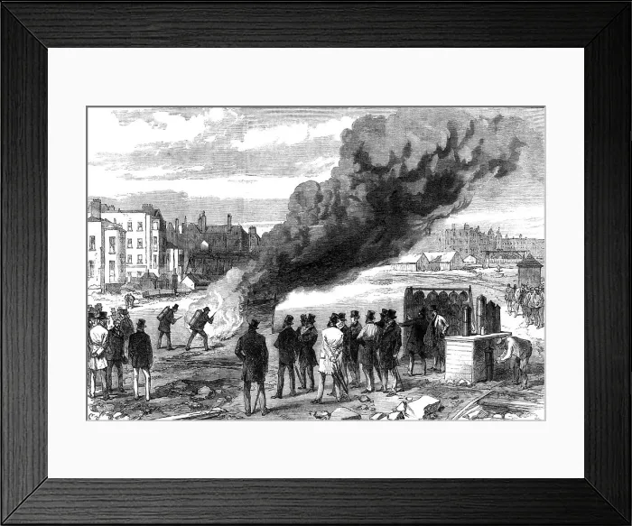 Framed Print : Experiments with l'Extincteur on the Thames Embankment before the Prince of Wales, 1868. Creator: C. R Framed Print : Experiments with l'Extincteur on the Thames Embankment before the Prince of Wales, 1868. Creator: C. R