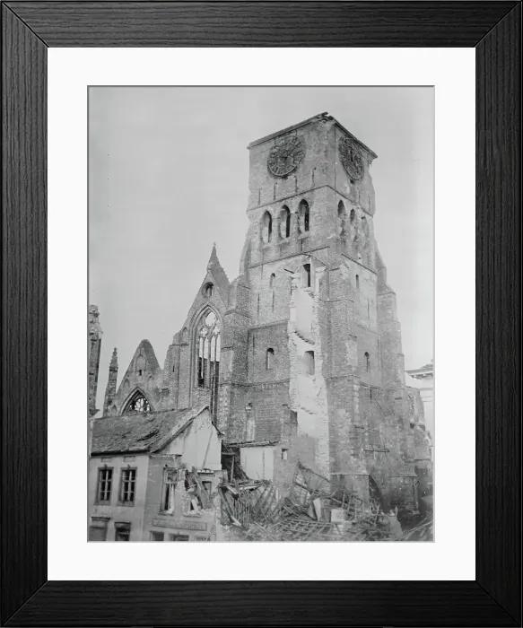 Framed Print : Church of St. Jean, Dixmude, between c1914 and c1915. Creator: Bain News Service Framed Print : Church of St. Jean, Dixmude, between c1914 and c1915. Creator: Bain News Service