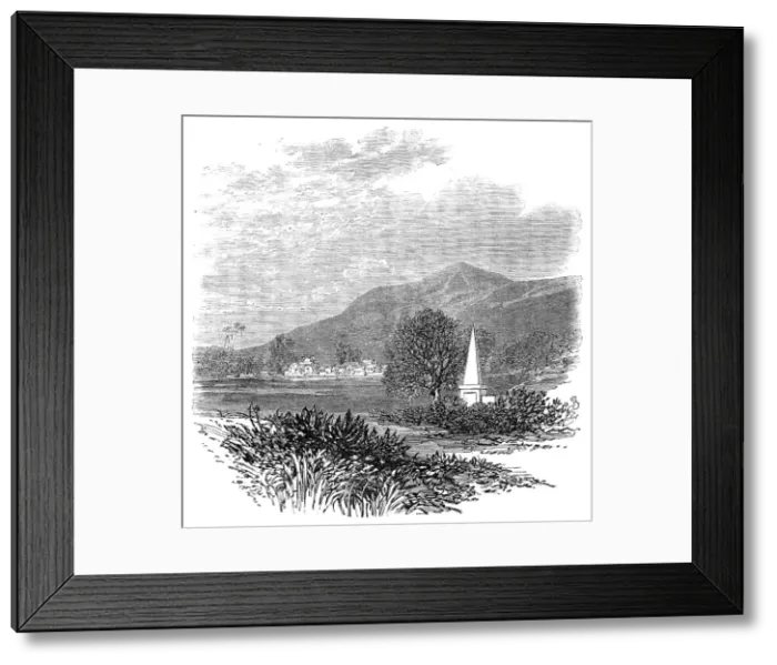 Framed Print : Machurda Village, India...tomb of...Latouche and Hebbert, killed in conflict with...Wagheers, 1869. Creator: Unknown Framed Print : Machurda Village, India...tomb of...Latouche and Hebbert, killed in conflict with...Wagheers, 1869. Creator: Unknown
