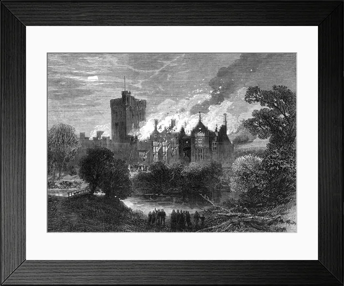 Framed Print : Fire at Greystoke Castle, Cumberland, 1868. Creator: Unknown Framed Print : Fire at Greystoke Castle, Cumberland, 1868. Creator: Unknown