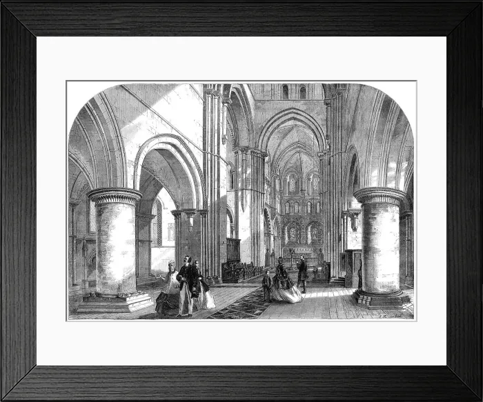 Framed Print : Interior of the Church of St. Cross, Winchester, lately restored, 1865. Creator: L. H. Michael Framed Print : Interior of the Church of St. Cross, Winchester, lately restored, 1865. Creator: L. H. Michael