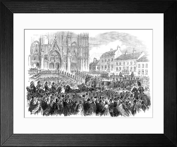 Framed Print : King Leopold II. entering the Church of St. Gudule, at Brussels... 1865. Creator: Unknown Framed Print : King Leopold II. entering the Church of St. Gudule, at Brussels... 1865. Creator: Unknown