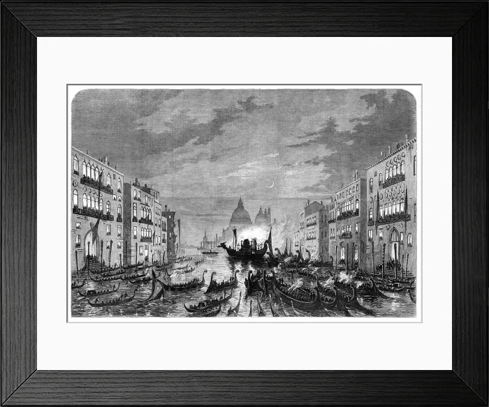Framed Print : Procession of funeral gondolas with the body of Daniel Manin, on the Grand Canal, Venice, 1868. Creator: Unknown Framed Print : Procession of funeral gondolas with the body of Daniel Manin, on the Grand Canal, Venice, 1868. Creator: Unknown