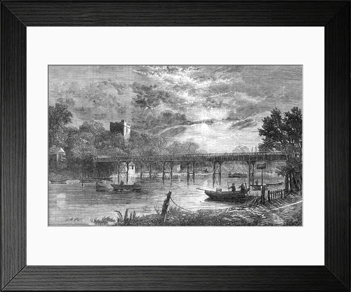Framed Print : New iron bridge over the Thames at Cookham, 1868. Creator: Unknown Framed Print : New iron bridge over the Thames at Cookham, 1868. Creator: Unknown