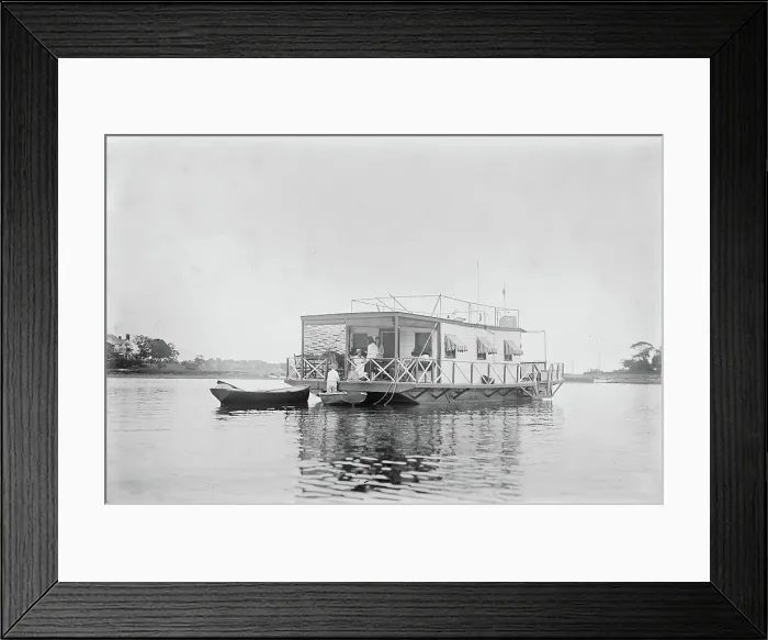 Framed Print : Houseboat, New Rochelle, between c1915 and c1920. Creator: Bain News Service Framed Print : Houseboat, New Rochelle, between c1915 and c1920. Creator: Bain News Service