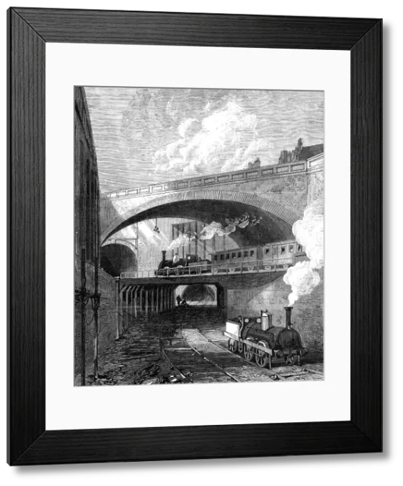 Framed Print : New works on the Metropolitan Railway: entrance to the Clerkenwell Tunnel, 1868. Creator: Unknown Framed Print : New works on the Metropolitan Railway: entrance to the Clerkenwell Tunnel, 1868. Creator: Unknown