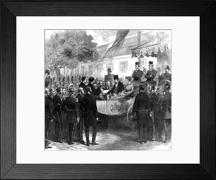 Framed Print : Reception of the Emperor and Empress of the French by the Municipality of Orleans, 1868. Creator: Unknown Framed Print : Reception of the Emperor and Empress of the French by the Municipality of Orleans, 1868. Creator: Unknown