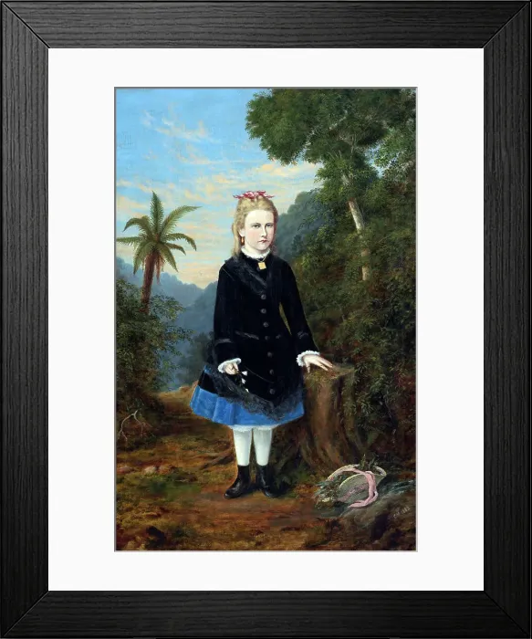 Framed Print : Untitled (Girl in a bush setting), 1882. Creator: Unknown Framed Print : Untitled (Girl in a bush setting), 1882. Creator: Unknown