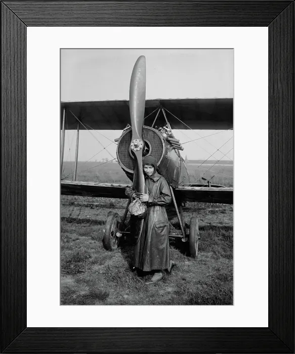 Framed Print : Katherine Stinson with her biplane, 1917 or 1918. Creator: Bain News Service Framed Print : Katherine Stinson with her biplane, 1917 or 1918. Creator: Bain News Service