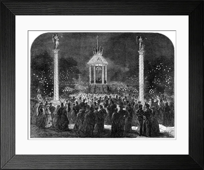 Framed Print : Nocturnal Fête at Florence in honour of the Marriage of the Crown Prince of Italy, 1868. Creator: Unknown Framed Print : Nocturnal Fête at Florence in honour of the Marriage of the Crown Prince of Italy, 1868. Creator: Unknown