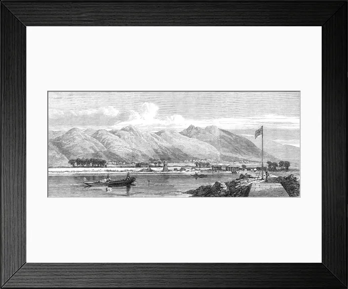Framed Print : Opening of the Inland Sea Ports of Japan:foreign settlement conceded at Hiogo, near Osaca, 1868. Creator: Unknown Framed Print : Opening of the Inland Sea Ports of Japan:foreign settlement conceded at Hiogo, near Osaca, 1868. Creator: Unknown