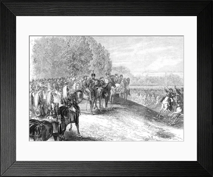Framed Print : Review before the Emperor and the Prince of Wales in the Bois de Boulogne, Paris, 1869. Creator: Unknown Framed Print : Review before the Emperor and the Prince of Wales in the Bois de Boulogne, Paris, 1869. Creator: Unknown