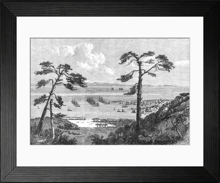 Framed Print : Opening of the Inland Sea Ports of Japan:Hiogo...British and American fleets at anchor, 1868. Creator: Unknown Framed Print : Opening of the Inland Sea Ports of Japan:Hiogo...British and American fleets at anchor, 1868. Creator: Unknown