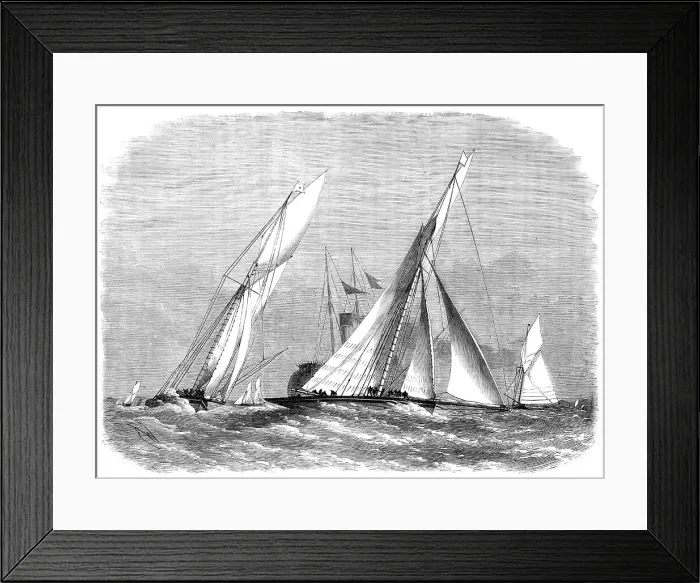 Framed Print : Royal London Yacht Club match - the Sphinx and Volante rounding at Southend, 1869. Creator: Unknown Framed Print : Royal London Yacht Club match - the Sphinx and Volante rounding at Southend, 1869. Creator: Unknown