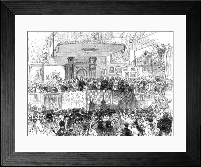 Framed Print : Opening of the South London Working Classes Industrial Exhibition, Lambeth Baths, 1869. Creator: Unknown Framed Print : Opening of the South London Working Classes Industrial Exhibition, Lambeth Baths, 1869. Creator: Unknown