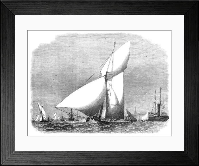 Framed Print : Opening of the Yachting Season:the Royal Thames Yacht Club - The Fiona winning at Gravesend, 1868 Creator: Unknown Framed Print : Opening of the Yachting Season:the Royal Thames Yacht Club - The Fiona winning at Gravesend, 1868 Creator: Unknown