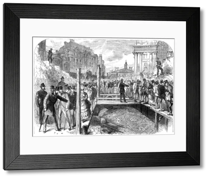 Framed Print : Roman pavement found in The Poultry, near the Mansion House, 1869. Creator: Unknown Framed Print : Roman pavement found in The Poultry, near the Mansion House, 1869. Creator: Unknown