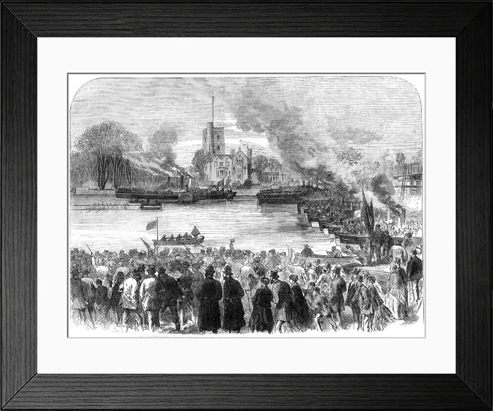 Framed Print : Oxford and Cambridge Universities Boat-Race: the start from Putney, 1869. Creator: Unknown Framed Print : Oxford and Cambridge Universities Boat-Race: the start from Putney, 1869. Creator: Unknown