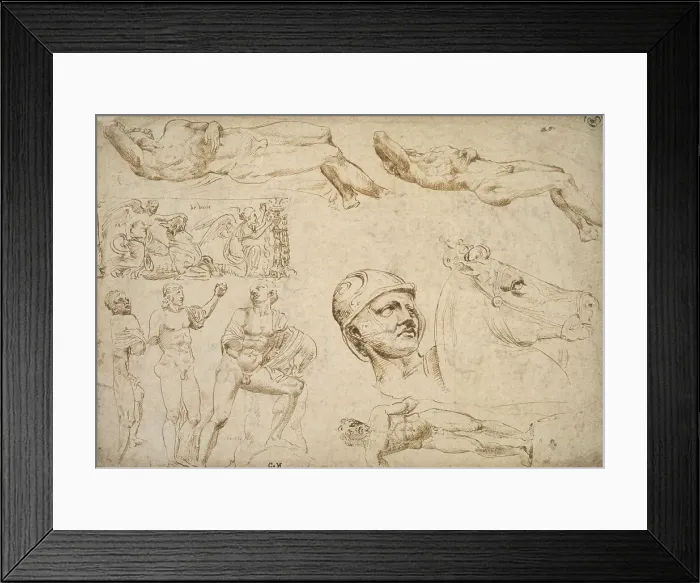 Framed Print : A sheet of studies after the Antique, 1532-1535. Creator: Maerten van Heemskerck Framed Print : A sheet of studies after the Antique, 1532-1535. Creator: Maerten van Heemskerck