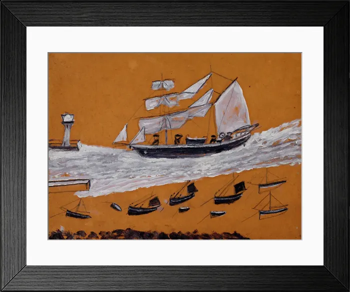 Framed Print : Two-master and fishing fleet, c1930. Creator: Alfred Wallis Framed Print : Two-master and fishing fleet, c1930. Creator: Alfred Wallis