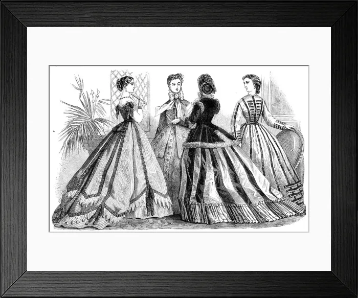 Framed Print : Paris fashions for December, 1865. Creator: Unknown Framed Print : Paris fashions for December, 1865. Creator: Unknown