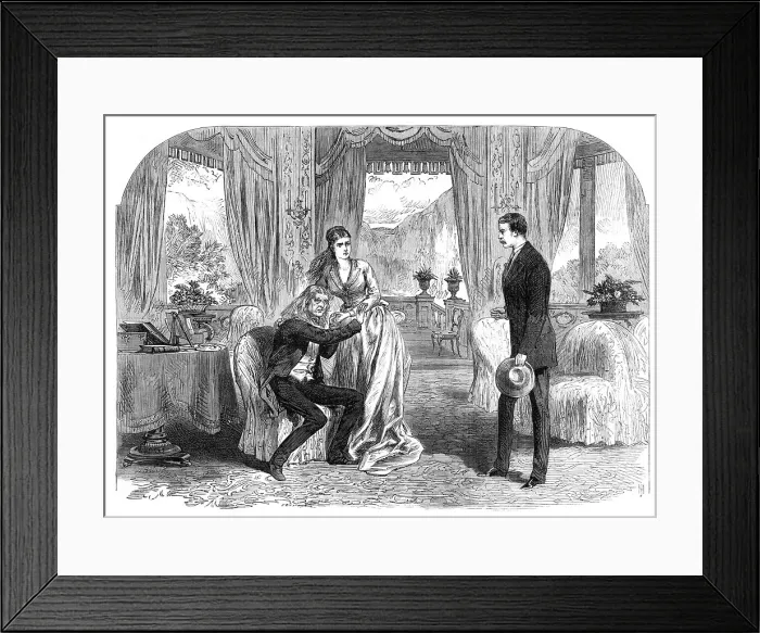 Framed Print : Scene from A Hero of Romance, at the Haymarket Theatre, 1868. Creator: Unknown Framed Print : Scene from A Hero of Romance, at the Haymarket Theatre, 1868. Creator: Unknown