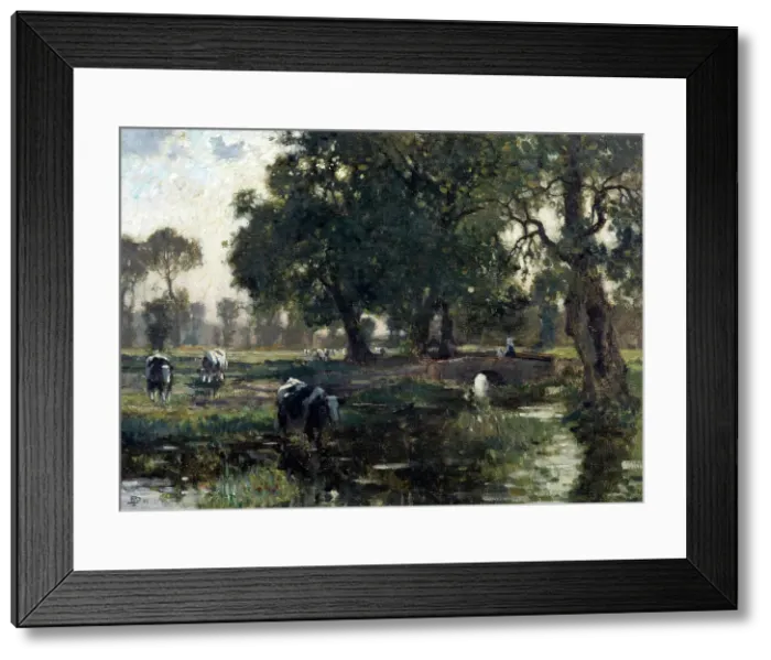 Framed Print : The brook, 1911. Creator: Bertram Priestman Framed Print : The brook, 1911. Creator: Bertram Priestman