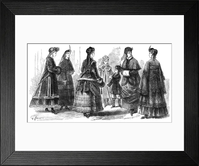 Framed Print : Paris fashions for February, 1869. Creator: Unknown