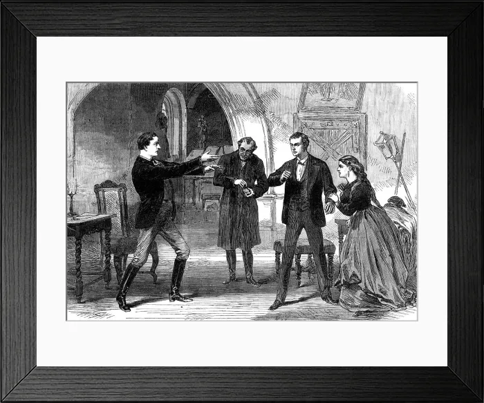 Framed Print : Scene from No Thoroughfare, at the Adelphi Theatre, 1868. Creator: Unknown Framed Print : Scene from No Thoroughfare, at the Adelphi Theatre, 1868. Creator: Unknown