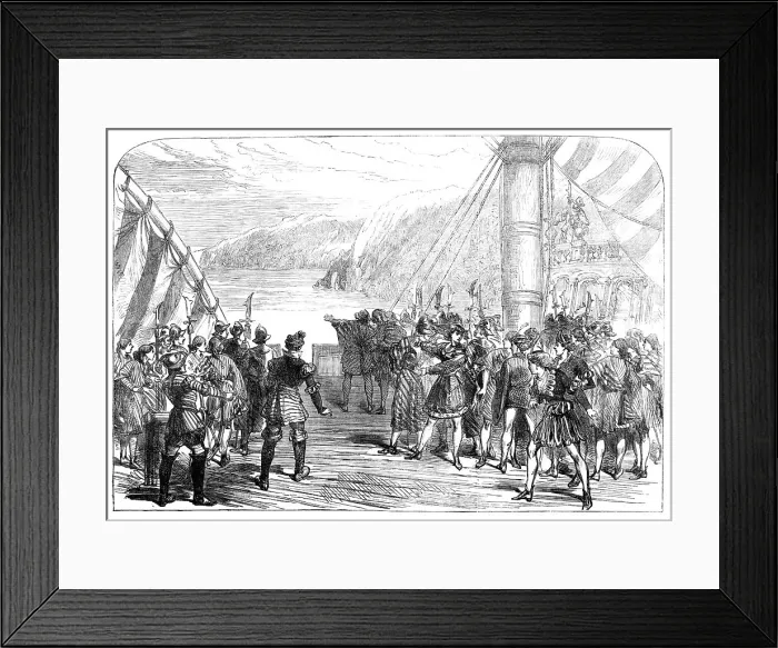 Framed Print : Scene from the new burlesque of Columbus, at the Gaiety Theatre, 1869. Creator: Unknown Framed Print : Scene from the new burlesque of Columbus, at the Gaiety Theatre, 1869. Creator: Unknown