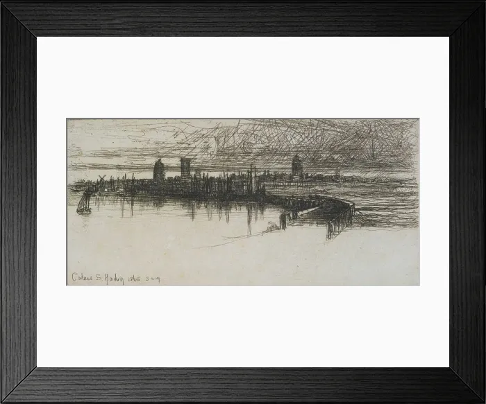 Framed Print : Little Calais Pier, 1865. Creator: Francis Seymour Haden Framed Print : Little Calais Pier, 1865. Creator: Francis Seymour Haden