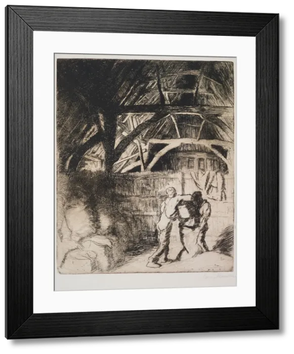 Framed Print : Filling sacks, 1912. Creator: George Clausen Framed Print : Filling sacks, 1912. Creator: George Clausen
