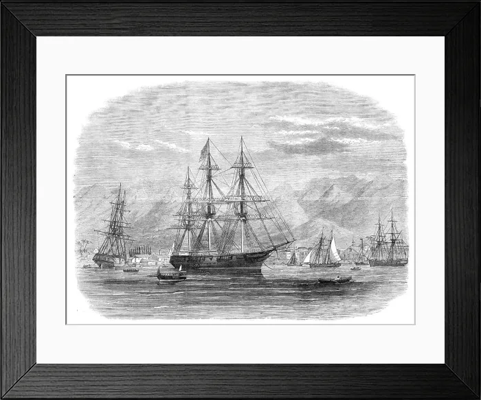 Framed Print : Queen Emma of the Sandwich Islands leaving H.M.S. Alert in Honolulu Harbour, 1868. Creator: Unknown Framed Print : Queen Emma of the Sandwich Islands leaving H.M.S. Alert in Honolulu Harbour, 1868. Creator: Unknown