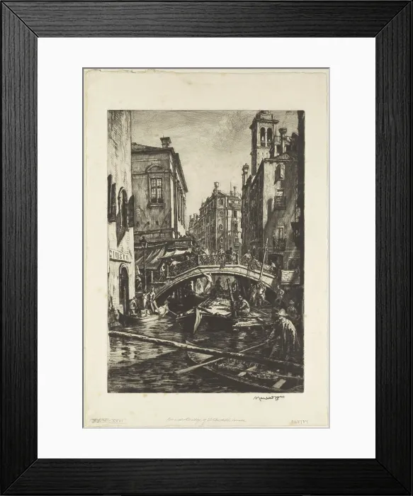 Framed Print : Canal and bridge of SS. Apostoli, Venice, c.1929. Creator: David Muirhead Bone Framed Print : Canal and bridge of SS. Apostoli, Venice, c.1929. Creator: David Muirhead Bone