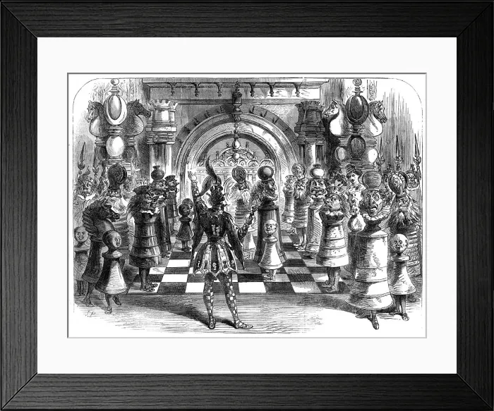 Framed Print : Scenes from the Christmas pantomimes:'King Chess - giving check to the Queen, 1865. Creator: Unknown Framed Print : Scenes from the Christmas pantomimes:'King Chess - giving check to the Queen, 1865. Creator: Unknown