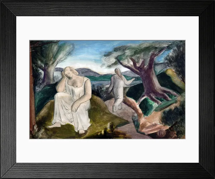 Framed Print : Figures in mountain landscape, c1938. Creator: Bernard Meninsky Framed Print : Figures in mountain landscape, c1938. Creator: Bernard Meninsky