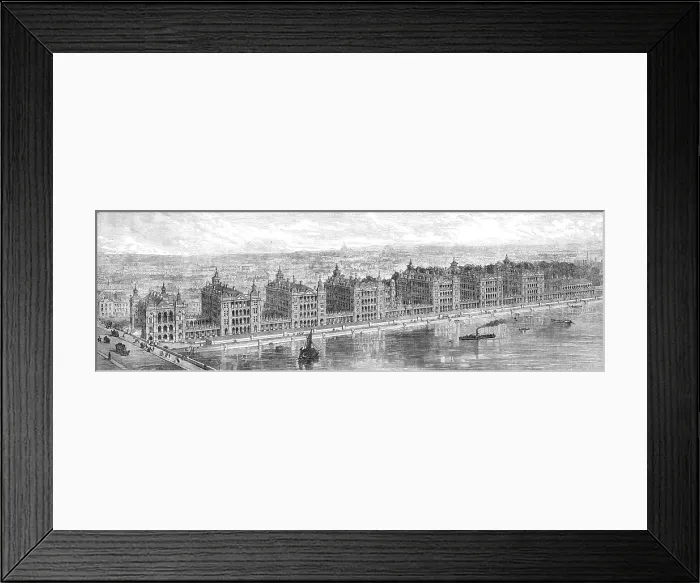 Framed Print : Proposed new buildings of St. Thomas's Hospital at Stangate, Lambeth, above Westminster Bridge, 1865 Creator: Unknown Framed Print : Proposed new buildings of St. Thomas's Hospital at Stangate, Lambeth, above Westminster Bridge, 1865 Creator: Unknown