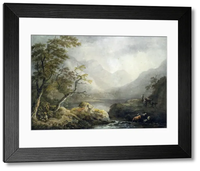 Framed Print : Mountain lake, 1809. Creator: Benjamin Barker Framed Print : Mountain lake, 1809. Creator: Benjamin Barker