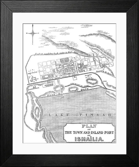 Framed Print : Plan of the town and inland port of Ismaïlia, 1869. Creator: Unknown Framed Print : Plan of the town and inland port of Ismaïlia, 1869. Creator: Unknown