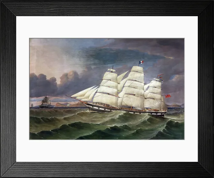 Framed Print : The Full rigged ship Caribou off the Otago Coast, Taieri Head on starboard quarter, c1867. Creator: Thomas Robertson Framed Print : The Full rigged ship Caribou off the Otago Coast, Taieri Head on starboard quarter, c1867. Creator: Thomas Robertson