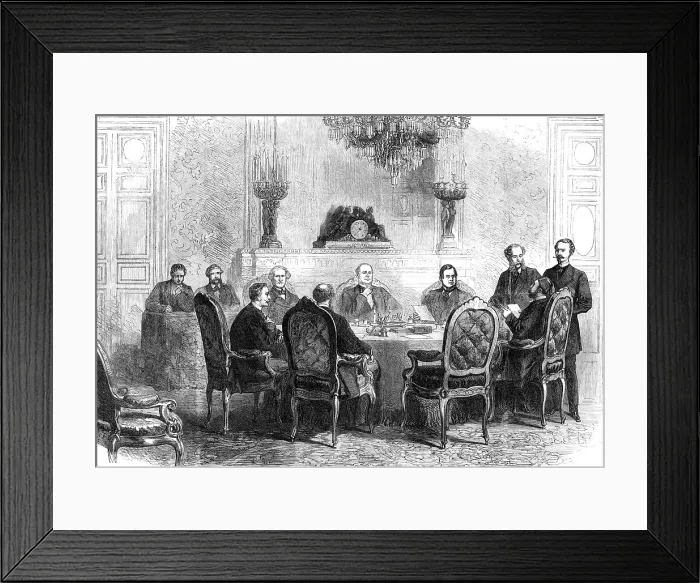Framed Print : Sitting of the Conference at Paris on the Turkish and Greek Question, 1869. Creator: Unknown Framed Print : Sitting of the Conference at Paris on the Turkish and Greek Question, 1869. Creator: Unknown