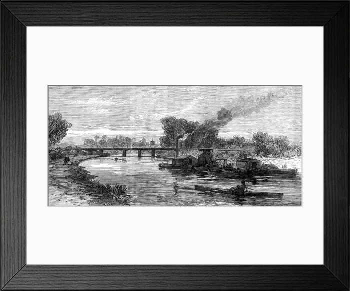 Framed Print : The Cam River improvements: dredging near Cambridge, 1869. Creator: Unknown Framed Print : The Cam River improvements: dredging near Cambridge, 1869. Creator: Unknown