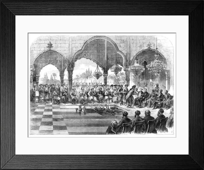 Framed Print : The Durbar at Lucknow: return visit of the Governor-General to the Rajah of Kapoorthulla... 1868. Creator: Unknown Framed Print : The Durbar at Lucknow: return visit of the Governor-General to the Rajah of Kapoorthulla... 1868. Creator: Unknown