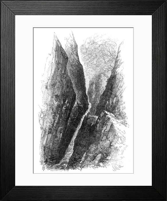 Framed Print : The Devon Valley Railway in Scotland: gorge in the Burn of Care, Castle Campbell, 1869. Creator: Unknown Framed Print : The Devon Valley Railway in Scotland: gorge in the Burn of Care, Castle Campbell, 1869. Creator: Unknown