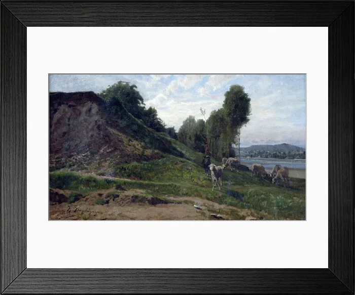 Framed Print : Landscape with sheep, c1855. Creator: Charles Francois Daubigny Framed Print : Landscape with sheep, c1855. Creator: Charles Francois Daubigny
